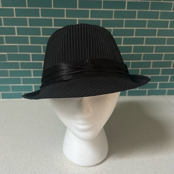 Kenny K. black white pinstripe unisex cotton fedora hat size large - Picture 8 of 8